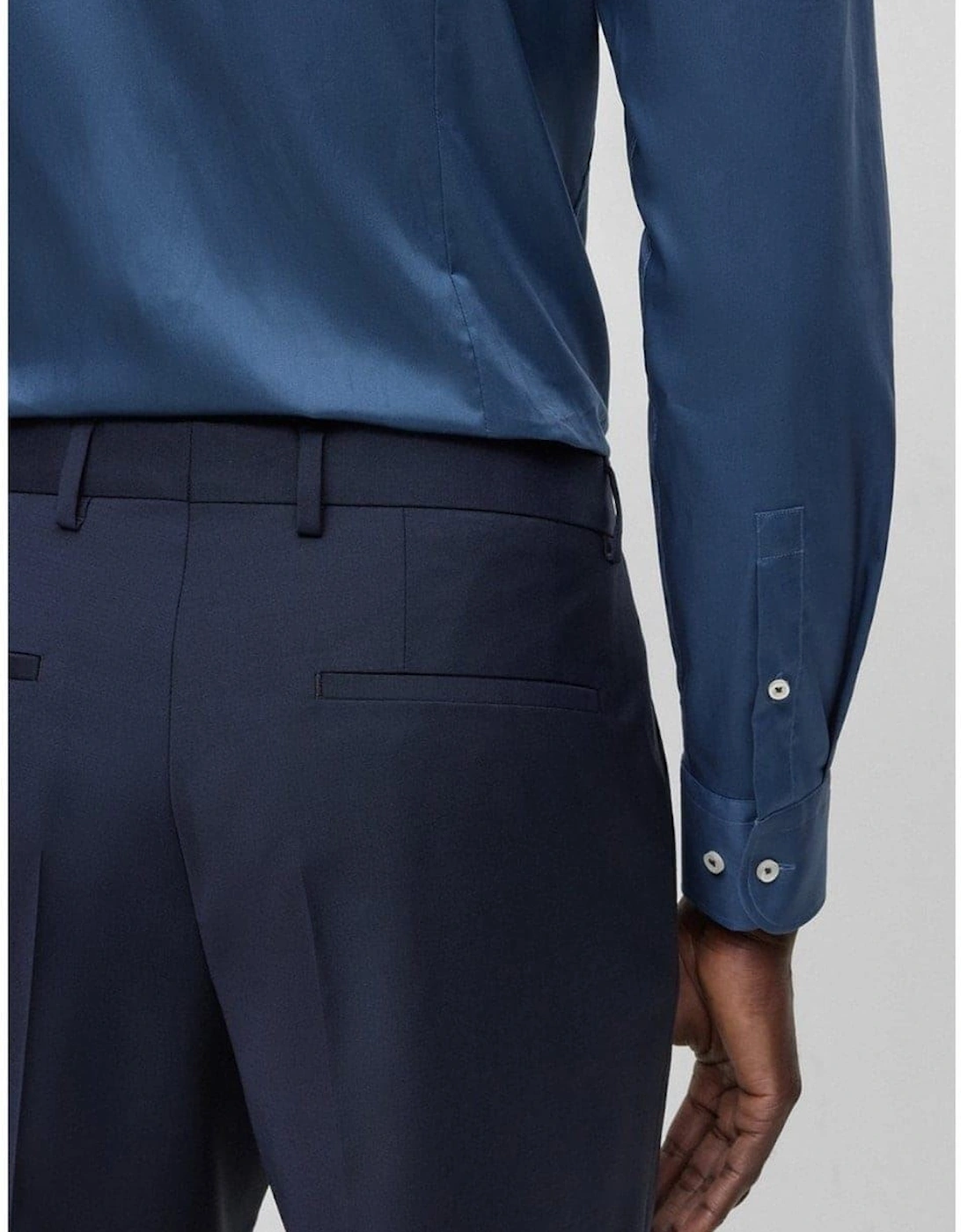 Solid Patterned Flat Front Straight Leg Trousers