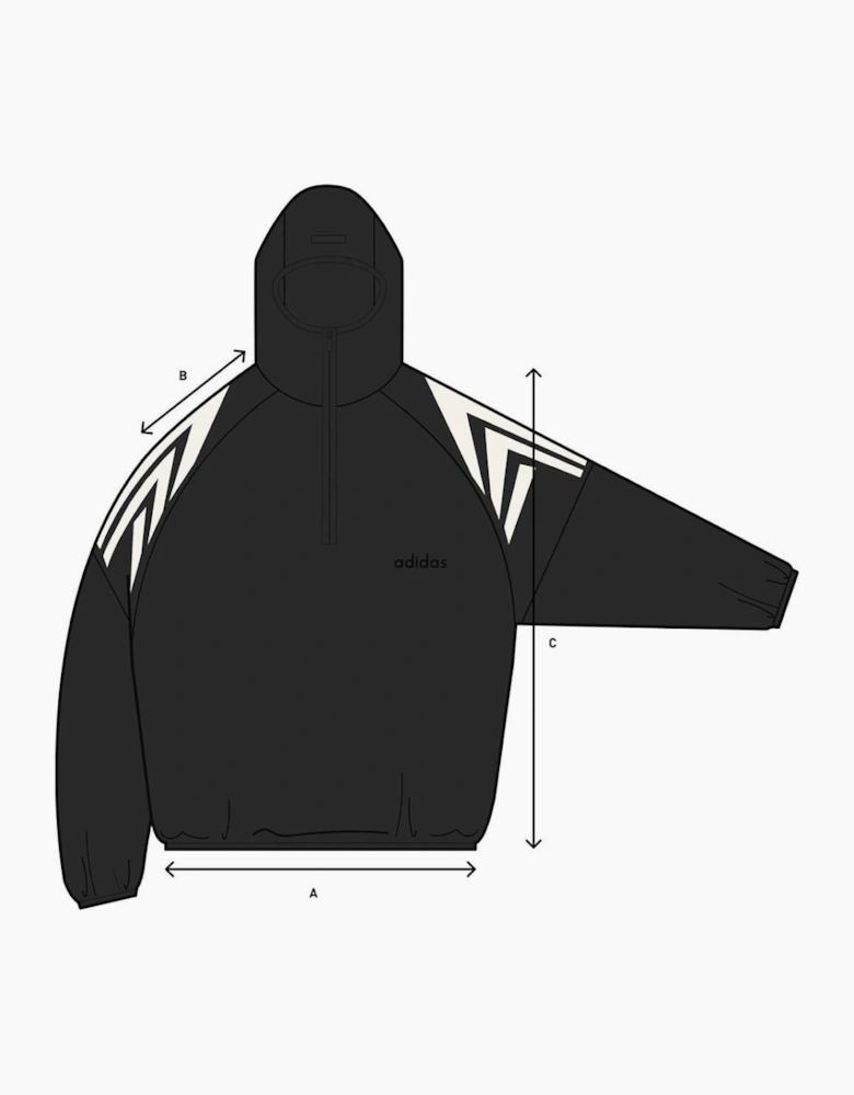 Geometric Patterned Hooded Anorak Jacket with Side Stripes