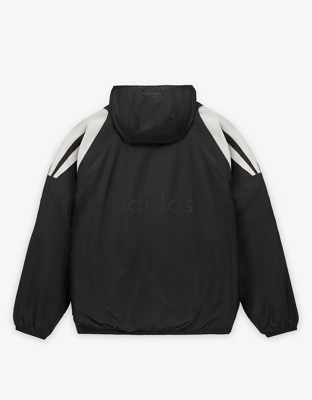 Geometric Patterned Hooded Anorak Jacket with Side Stripes