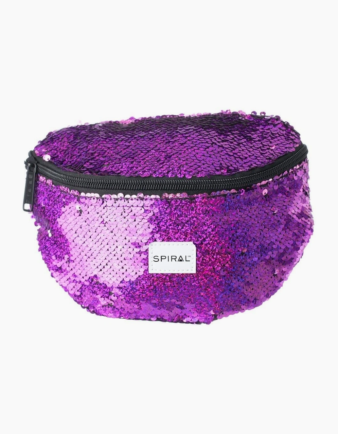 Spiral Women's Purple Metallic Patterned Sequin Crescent Shape Fanny Pack - Size: One Size