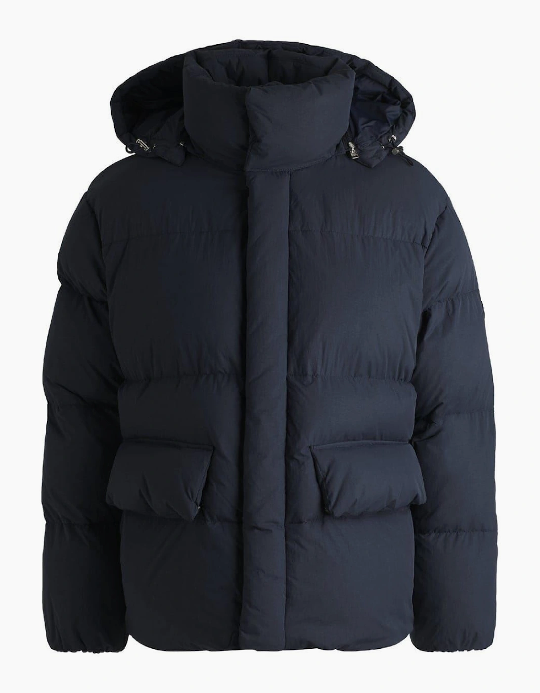 Celvie Hooded Snap Button Solid Patterned Puffer Jacket, 3 of 2