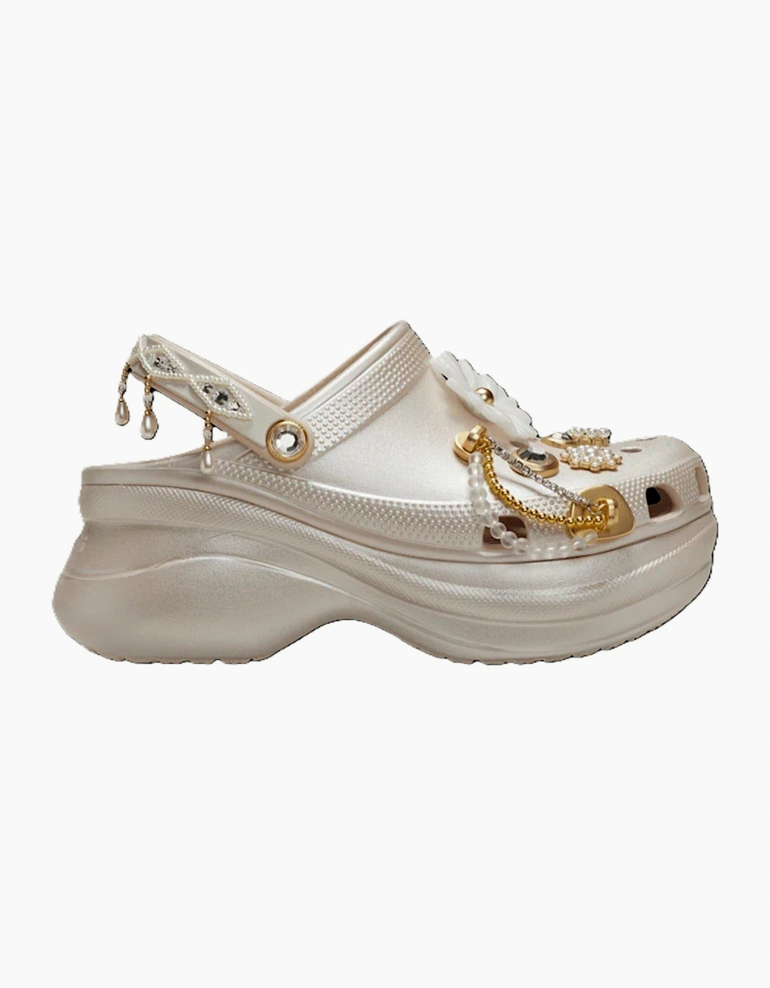 Crocs Women's Tan Bedazzled Shuv Platform Clogs - Size: 2