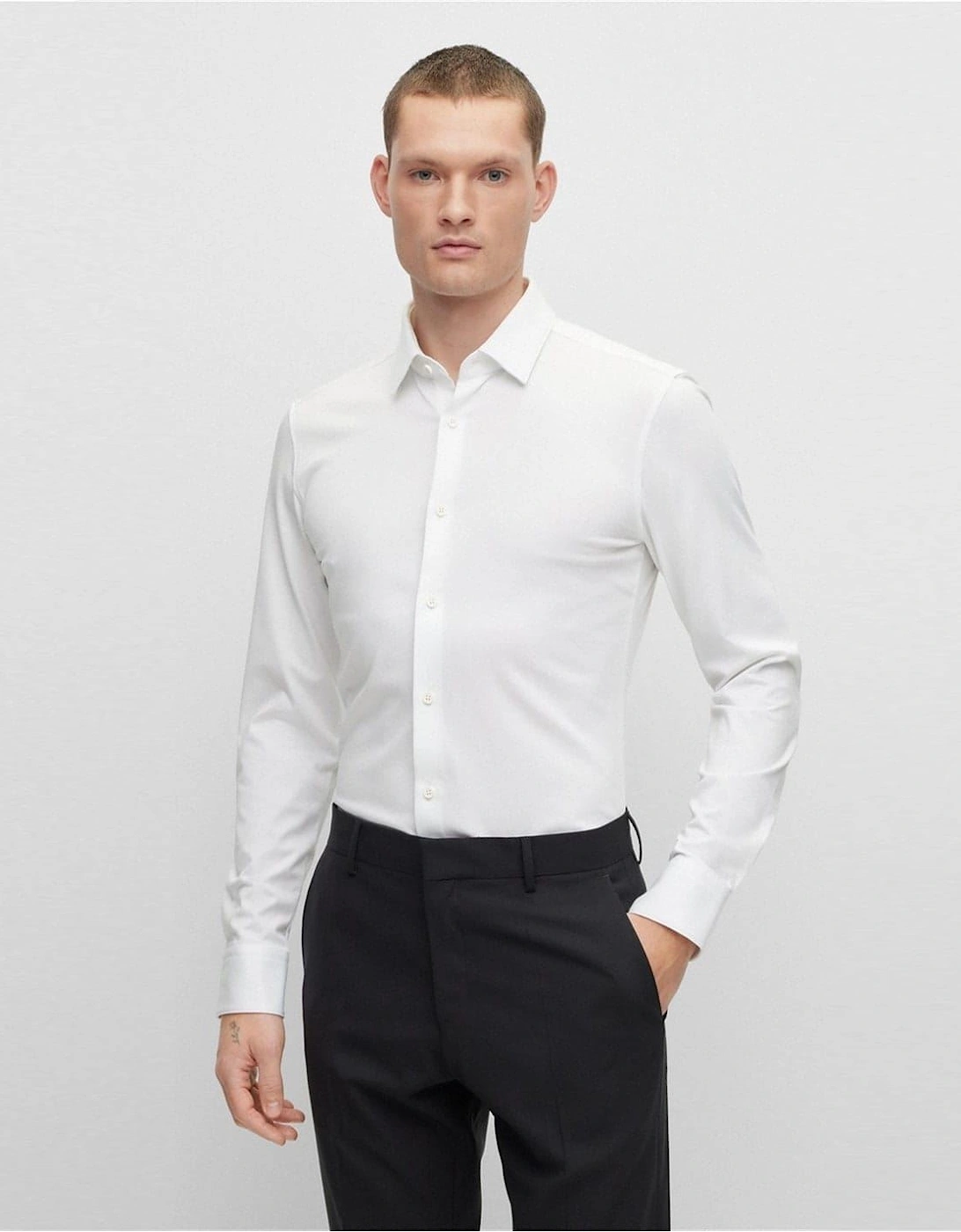 Slim Fit Collared Long Sleeve Oxford Shirt