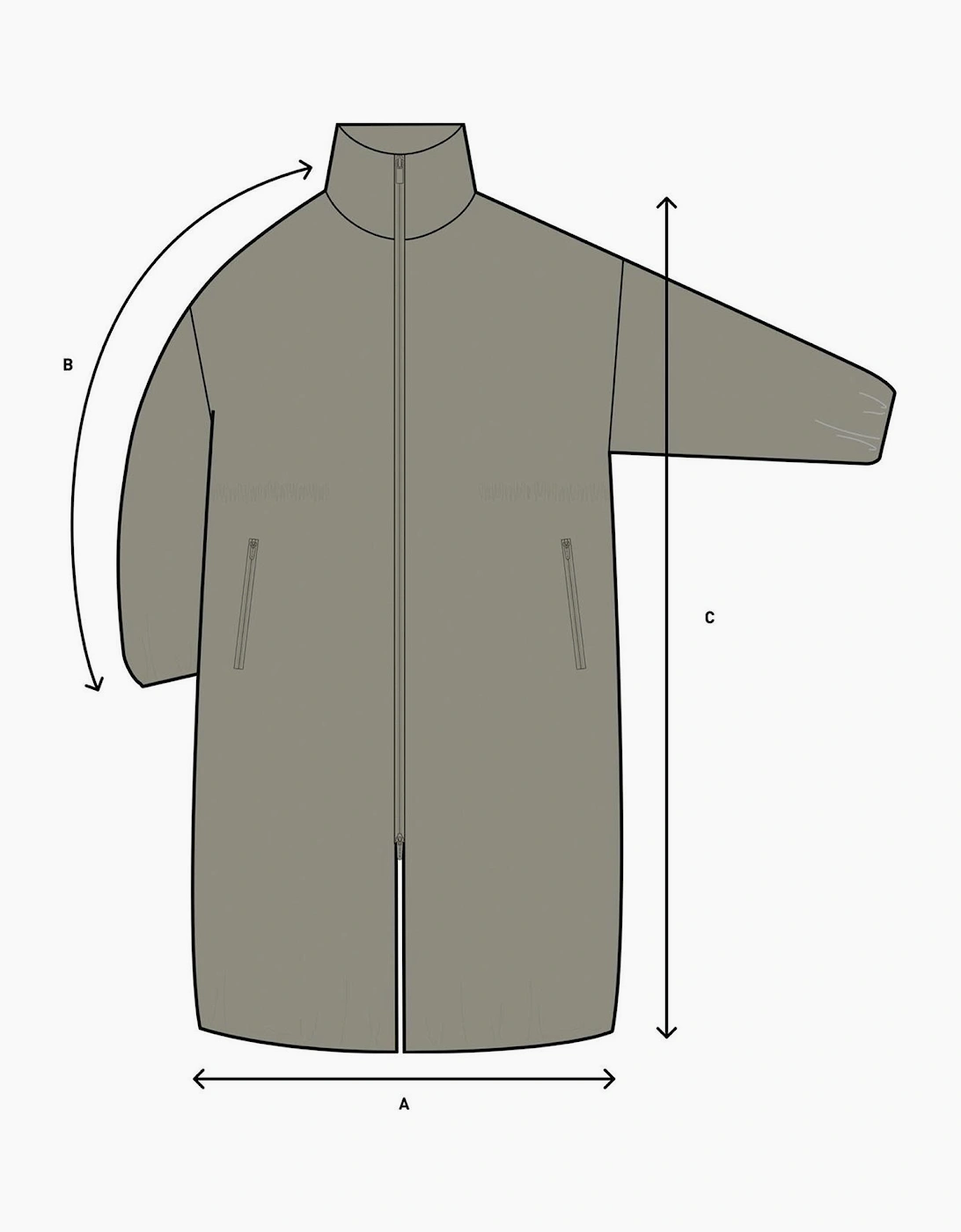 Solid Patterned Zipped Pocket Woven Cuff Parka Coat