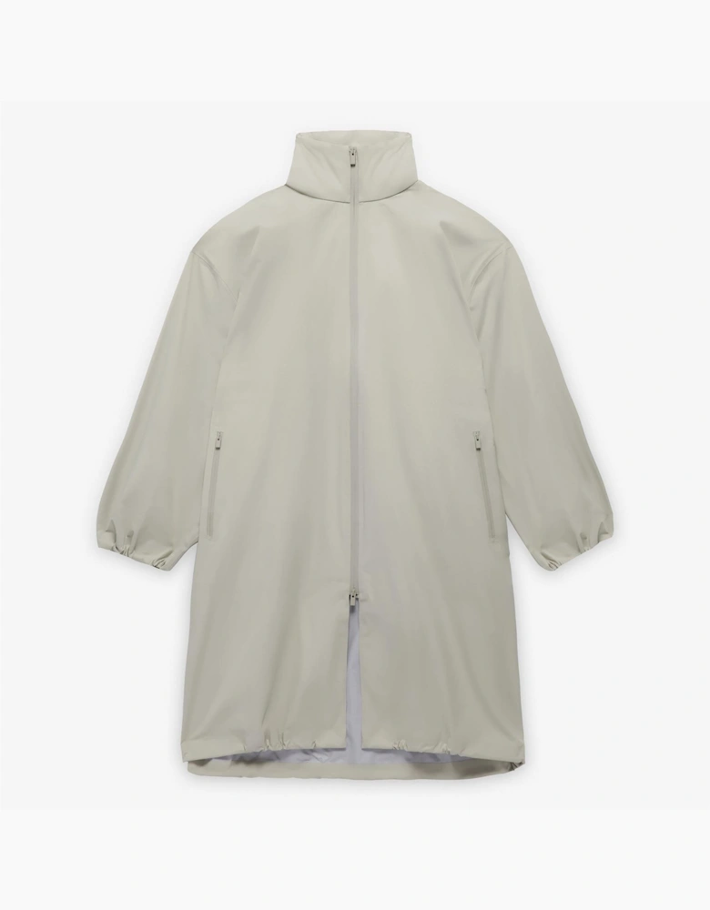 Solid Patterned Zipped Pocket Woven Cuff Parka Coat
