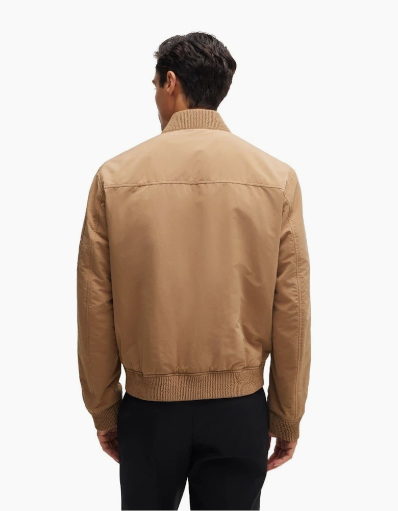 Solid Patterned Snap Button Bomber Jacket with Ribbed Cuff