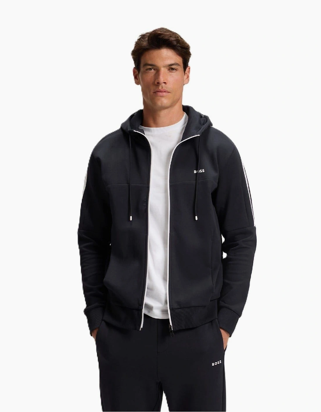 Saggynos Solid Patterned Hooded Drawstring Ribbed Cuff Jacket, 5 of 4