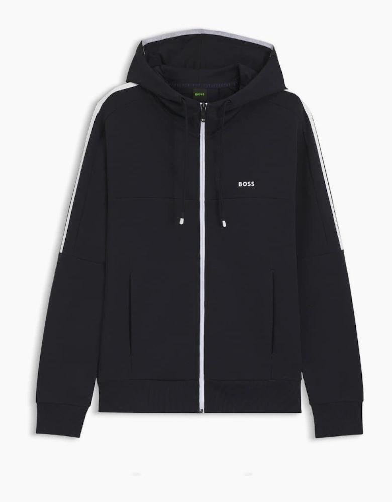 Saggynos Solid Patterned Hooded Drawstring Ribbed Cuff Jacket