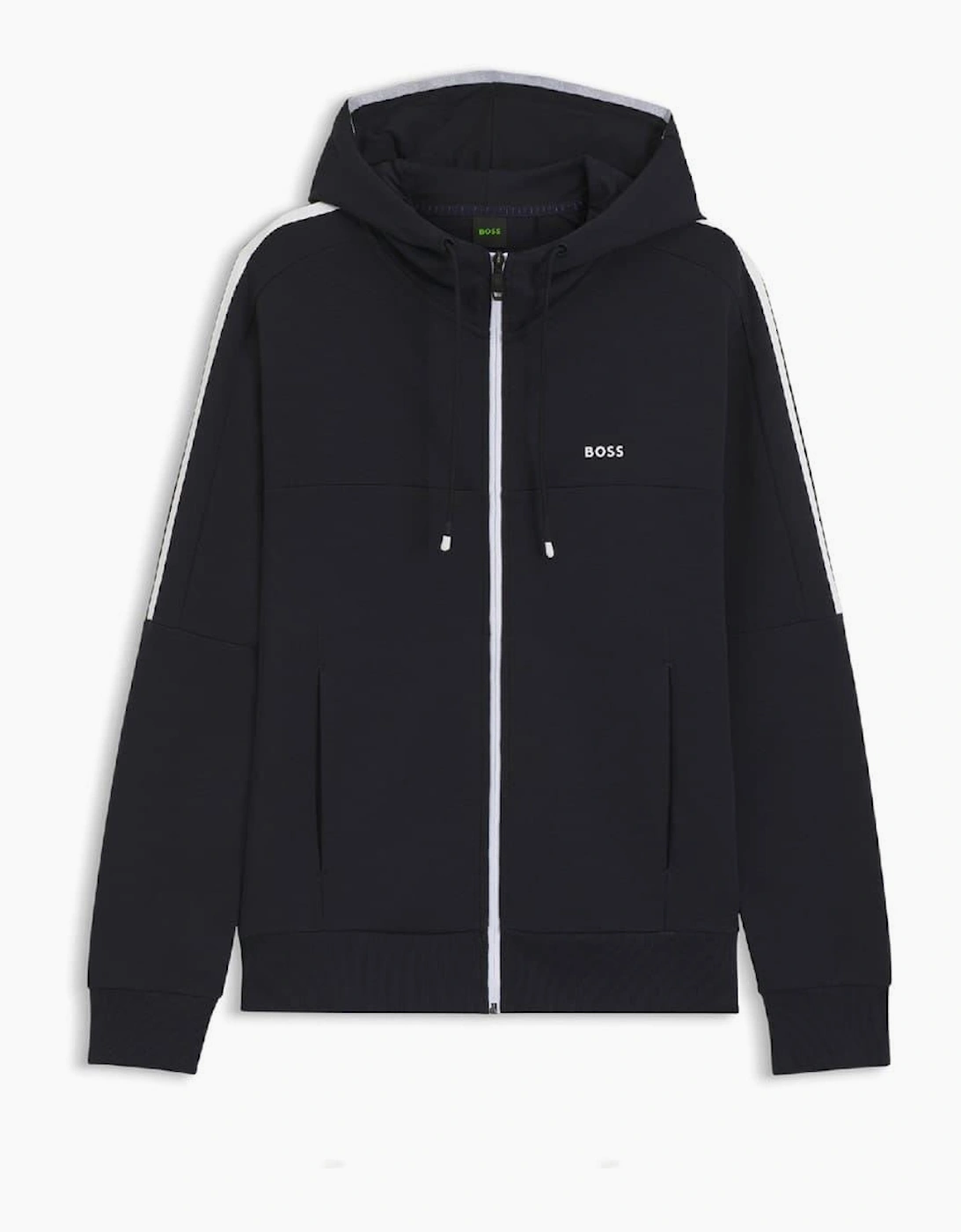 Saggynos Solid Patterned Hooded Drawstring Ribbed Cuff Jacket