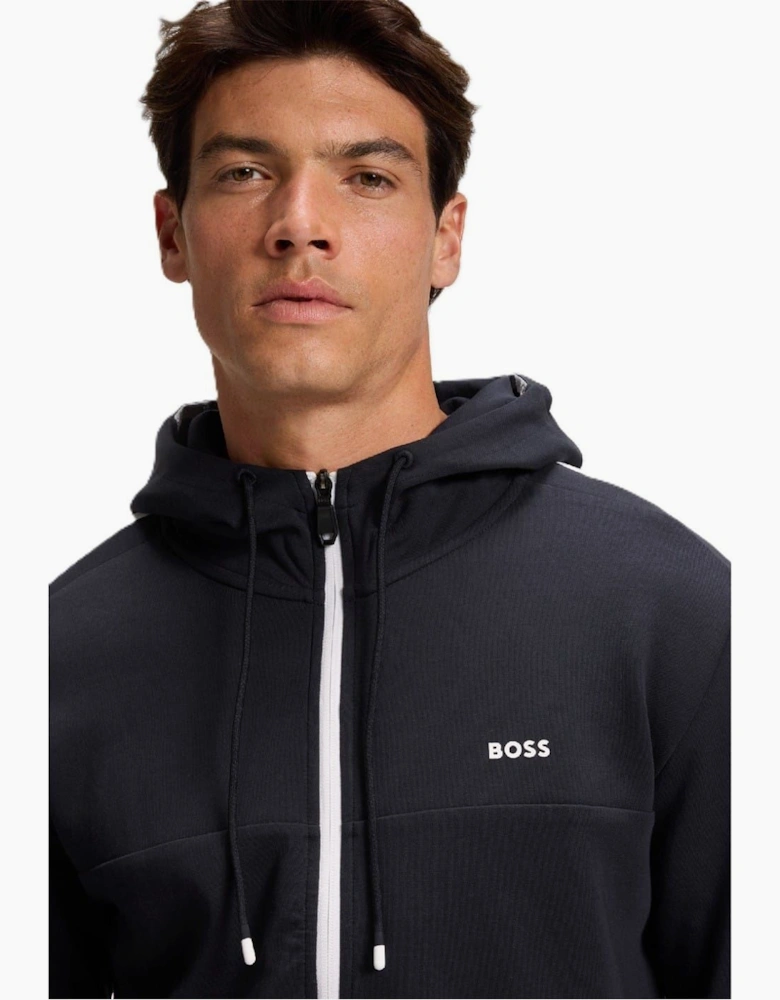 Saggynos Solid Patterned Hooded Drawstring Ribbed Cuff Jacket