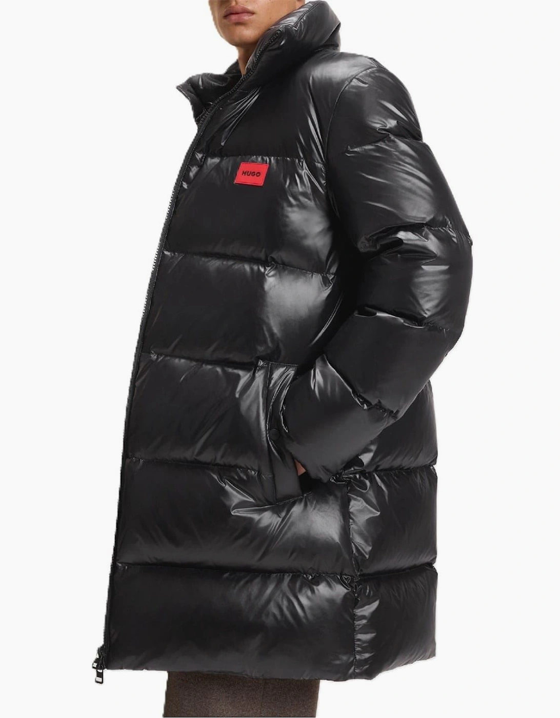 Magnus Solid Patterned Zipped Pocket Overcoat