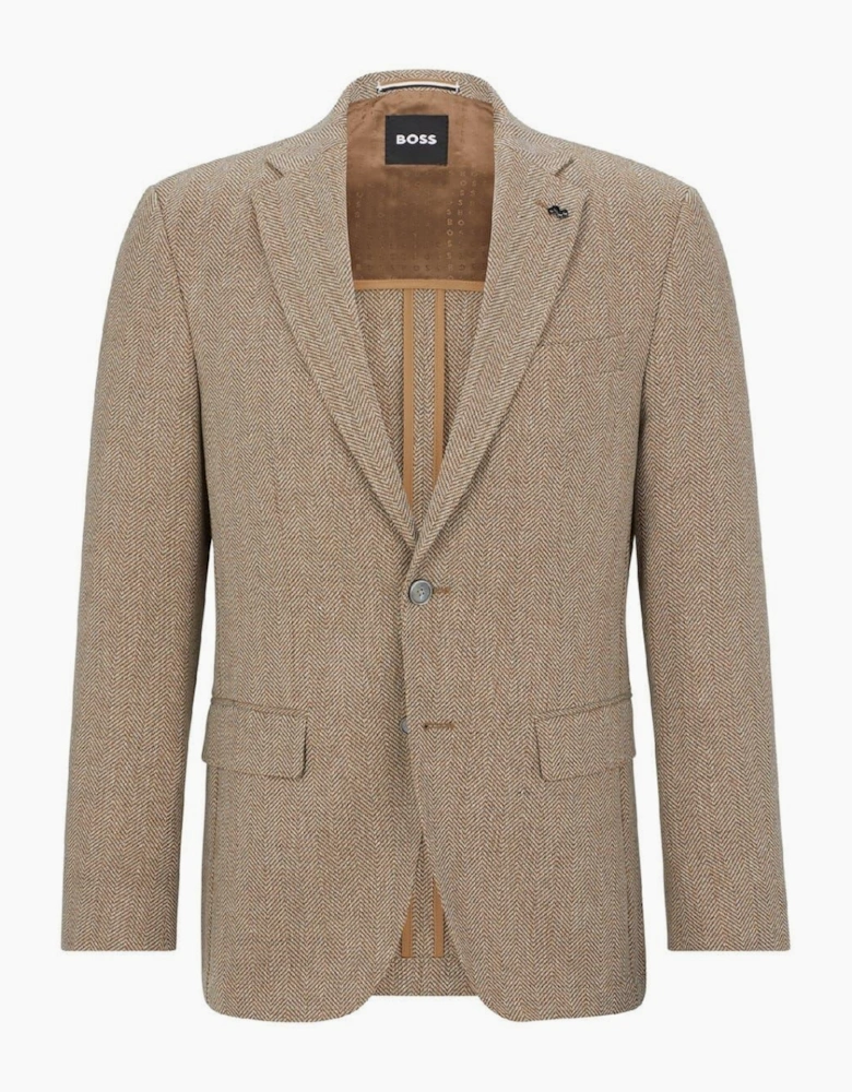 Herringbone Patterned Flap Pocket Blazer
