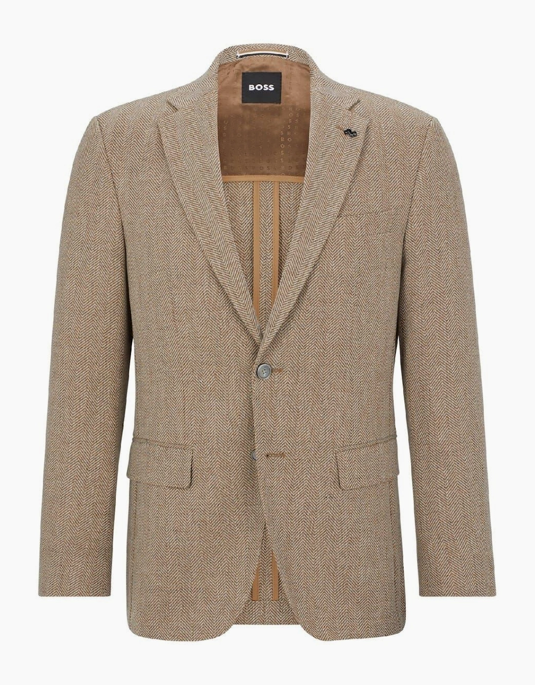 Herringbone Patterned Flap Pocket Blazer