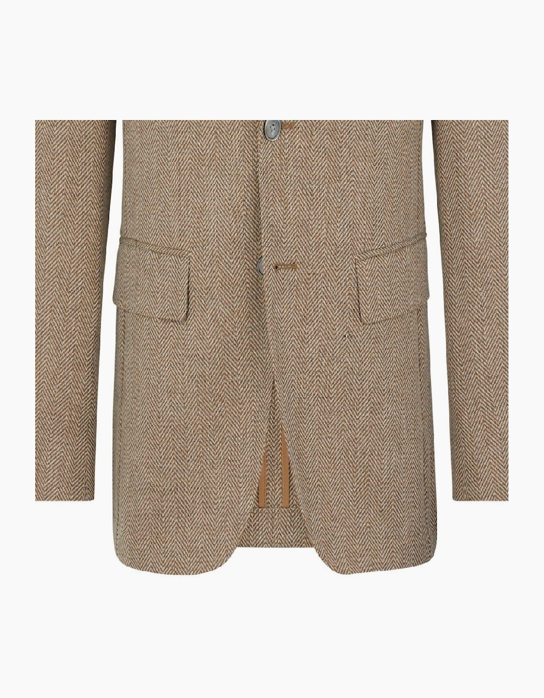 Herringbone Patterned Flap Pocket Blazer