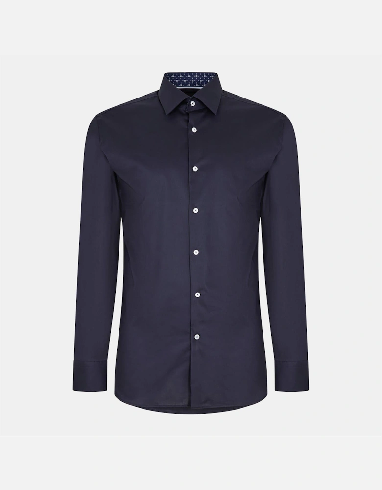 Button Placket Point Collar Long Sleeve Oxford Shirt