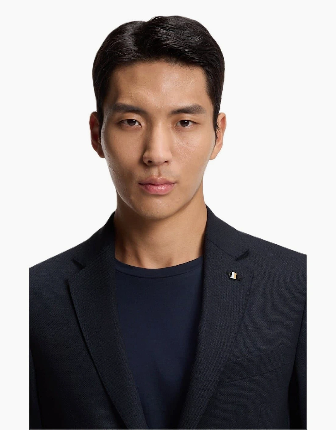 Mens Solid Patterned Metal Badge Notch Collared Blazer