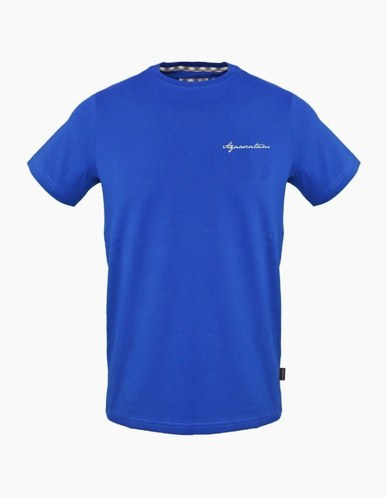 Embroidered Signature Print Crew Neck Short Sleeve T-Shirt
