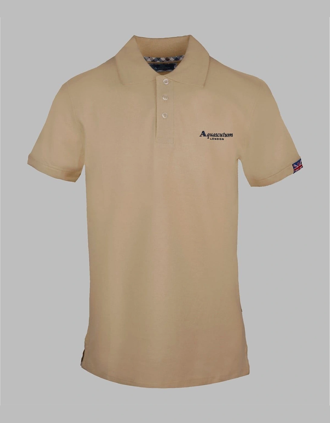 Aquascutum Men's Cream Collared Neck Short Sleeve Polo Shirt - Size 38