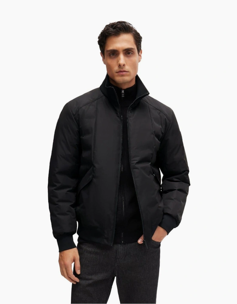 Chymero Solid Patterned Ribbed Cuff Bomber Jacket