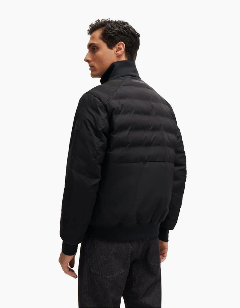 Chymero Solid Patterned Ribbed Cuff Bomber Jacket
