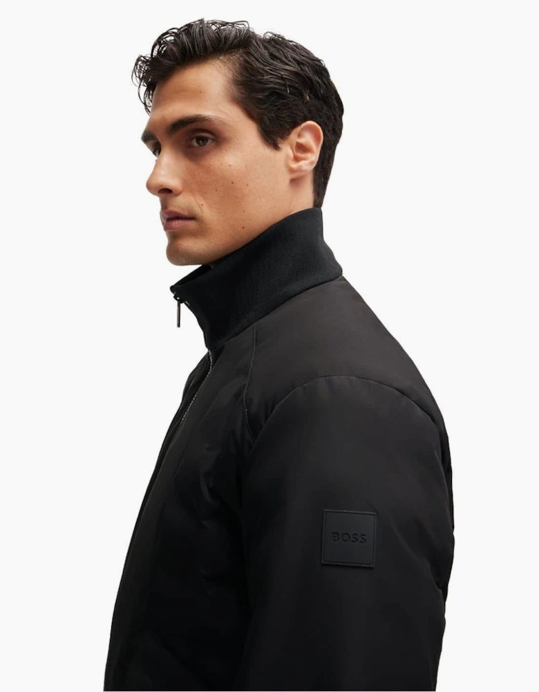 Chymero Solid Patterned Ribbed Cuff Bomber Jacket