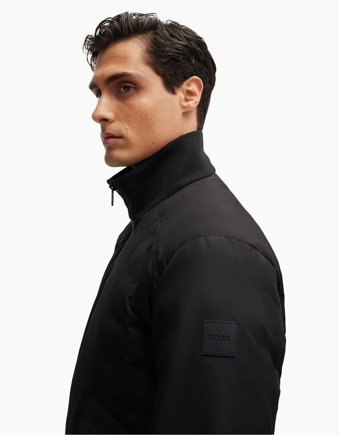 Chymero Solid Patterned Ribbed Cuff Bomber Jacket