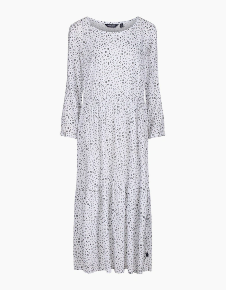 Briella Scoop Neck Three Quarter Sleeve Midi Tiered Dress