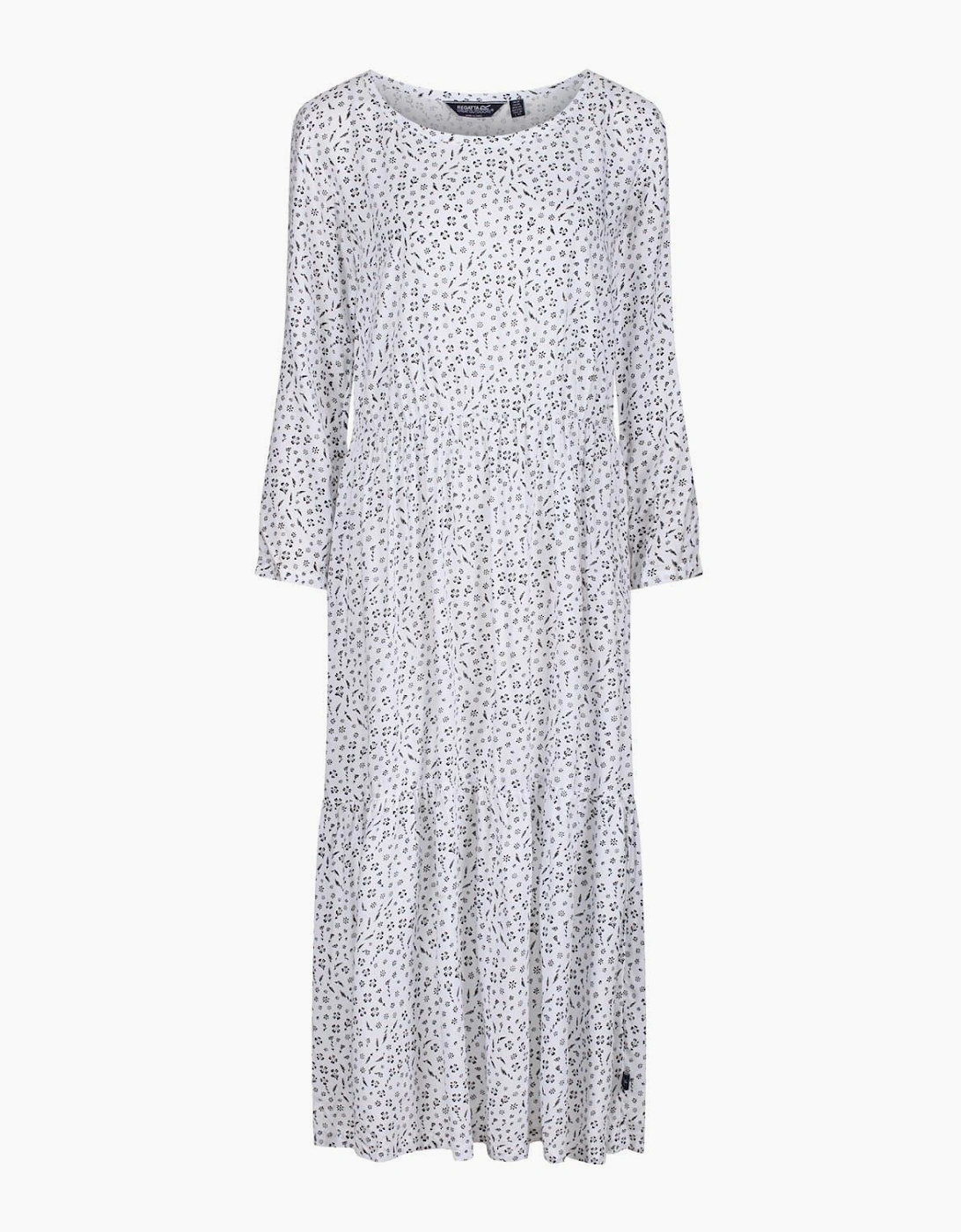 Briella Scoop Neck Three Quarter Sleeve Midi Tiered Dress