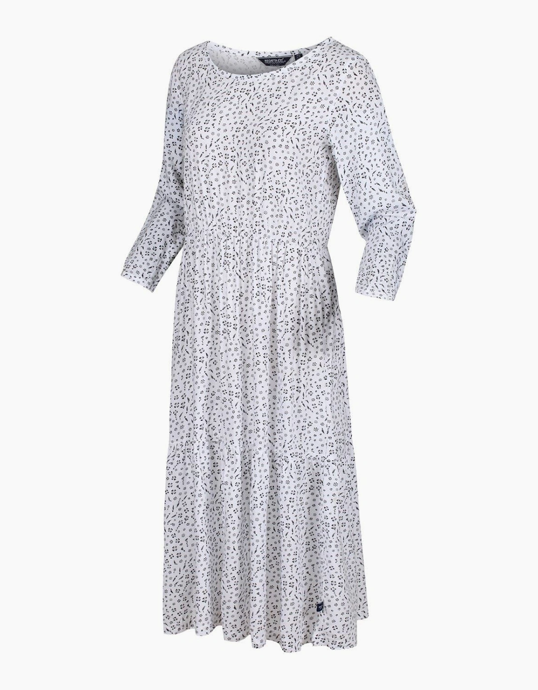 Briella Scoop Neck Three Quarter Sleeve Midi Tiered Dress