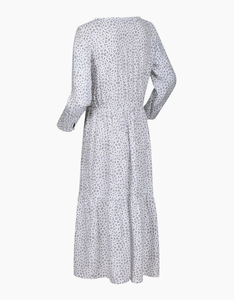 Briella Scoop Neck Three Quarter Sleeve Midi Tiered Dress