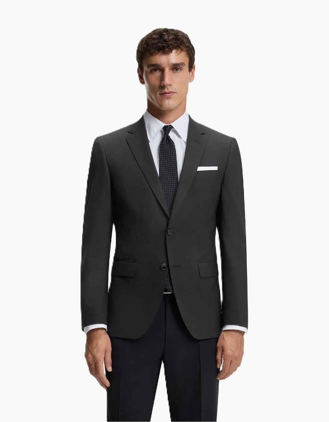 Solid Patterned Notch Collared Suit Jacket with Flap Pocket, 2 of 1