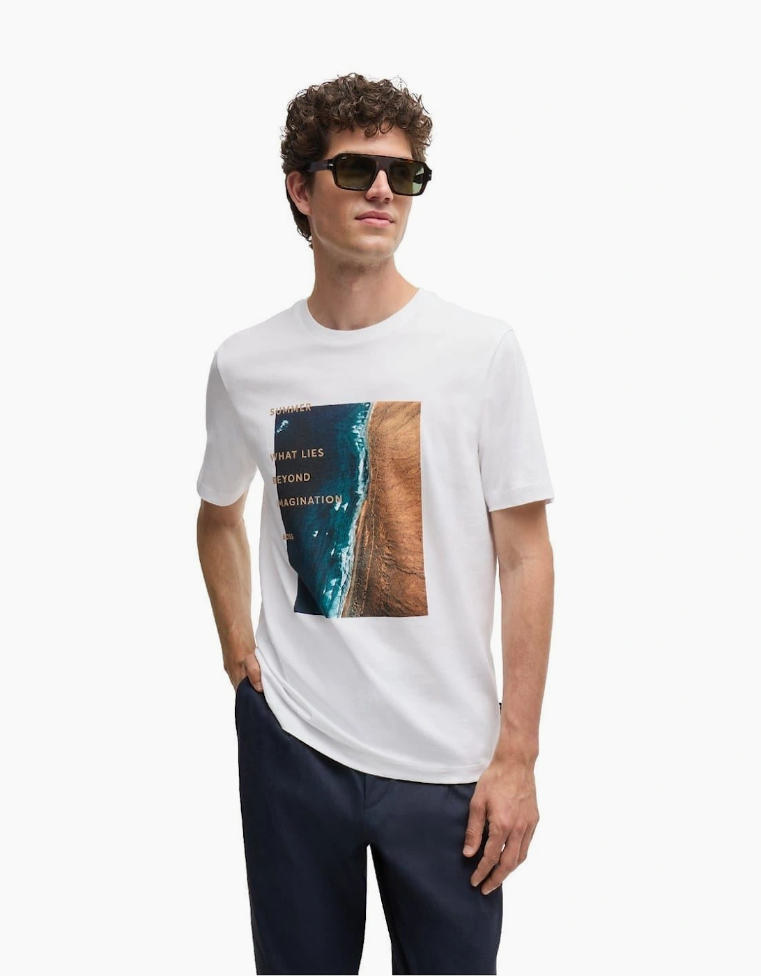 Text Graphic Crew Neck Short Sleeve Jersey T-Shirt, 5 of 4