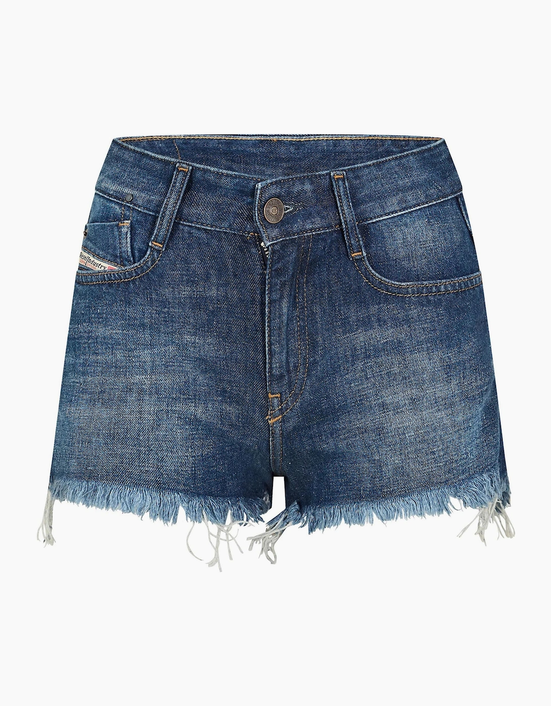 Diesel Women's Blue Rifty Denim Shorts With Frayed Hem  10 Size 27