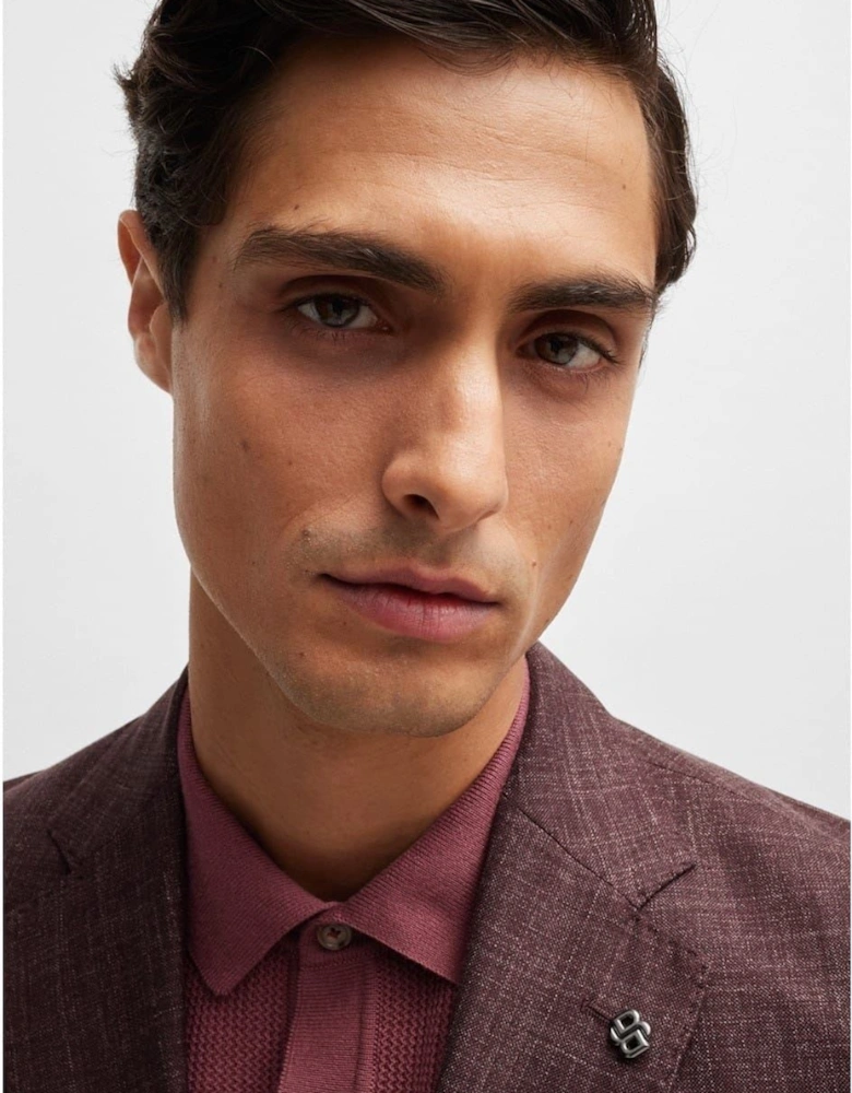 H Janson Notch Collared Solid Patterned Blazer