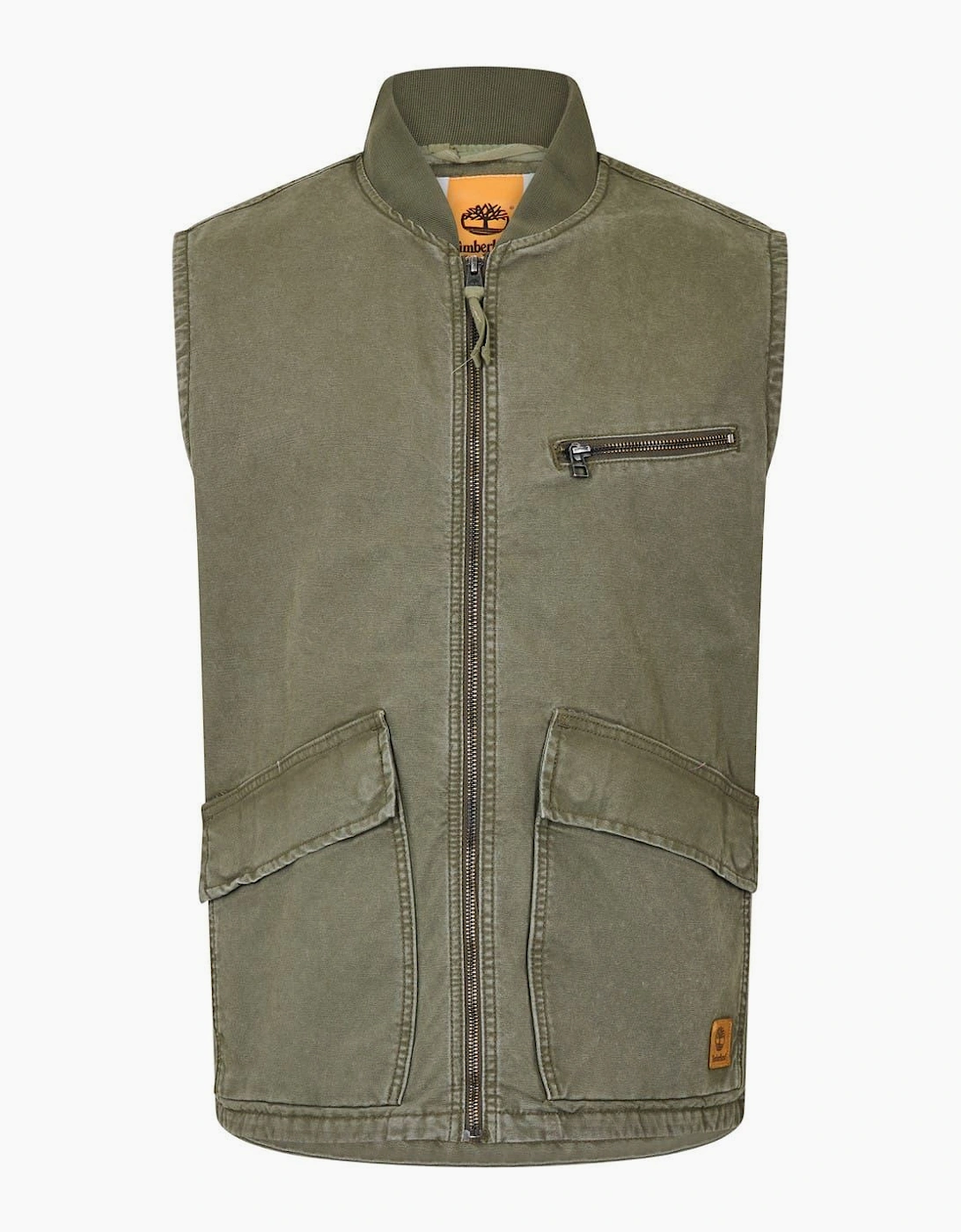 Timberland Men's Green Washed Canvasas Vest Black - Size 40/Regular