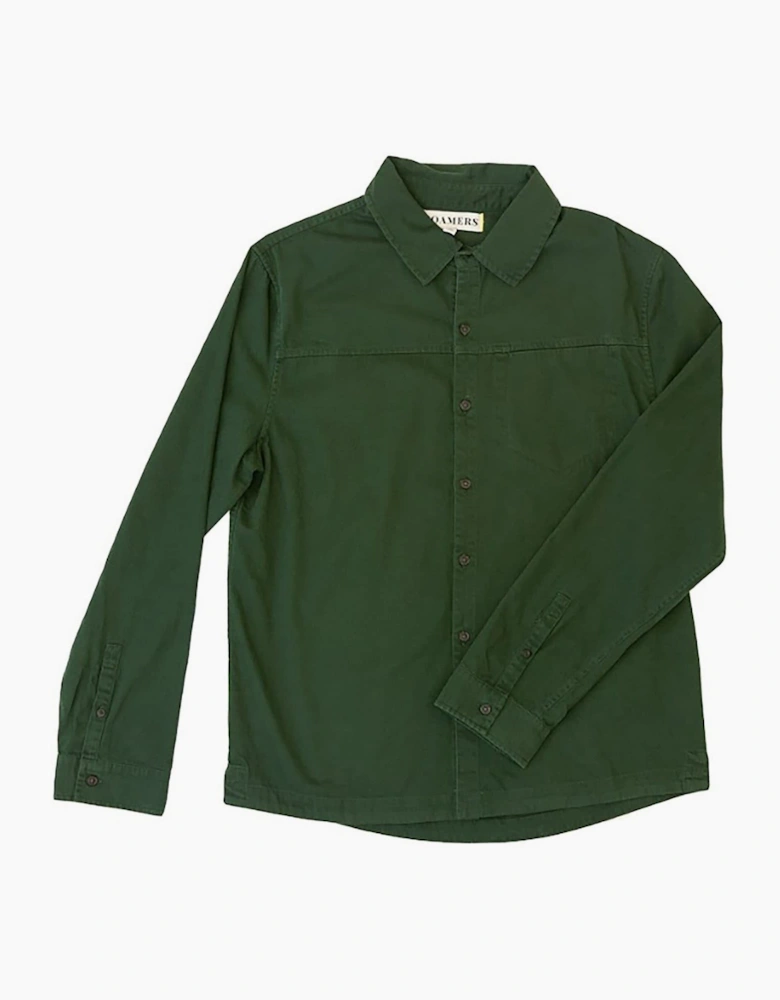 Collared Neck Long Sleeve Shirt with Chest Pocket