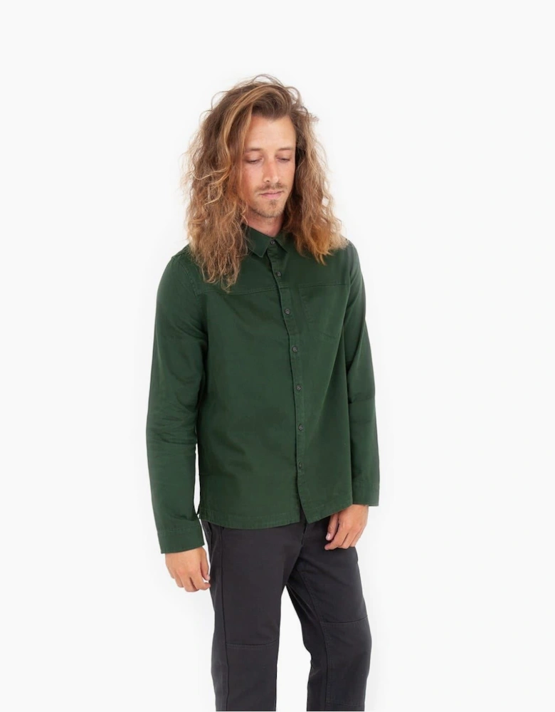 Collared Neck Long Sleeve Shirt with Chest Pocket