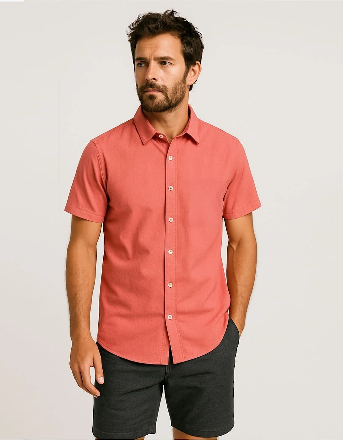 Collared Neck Shirt Collar Short Sleeve Shirt