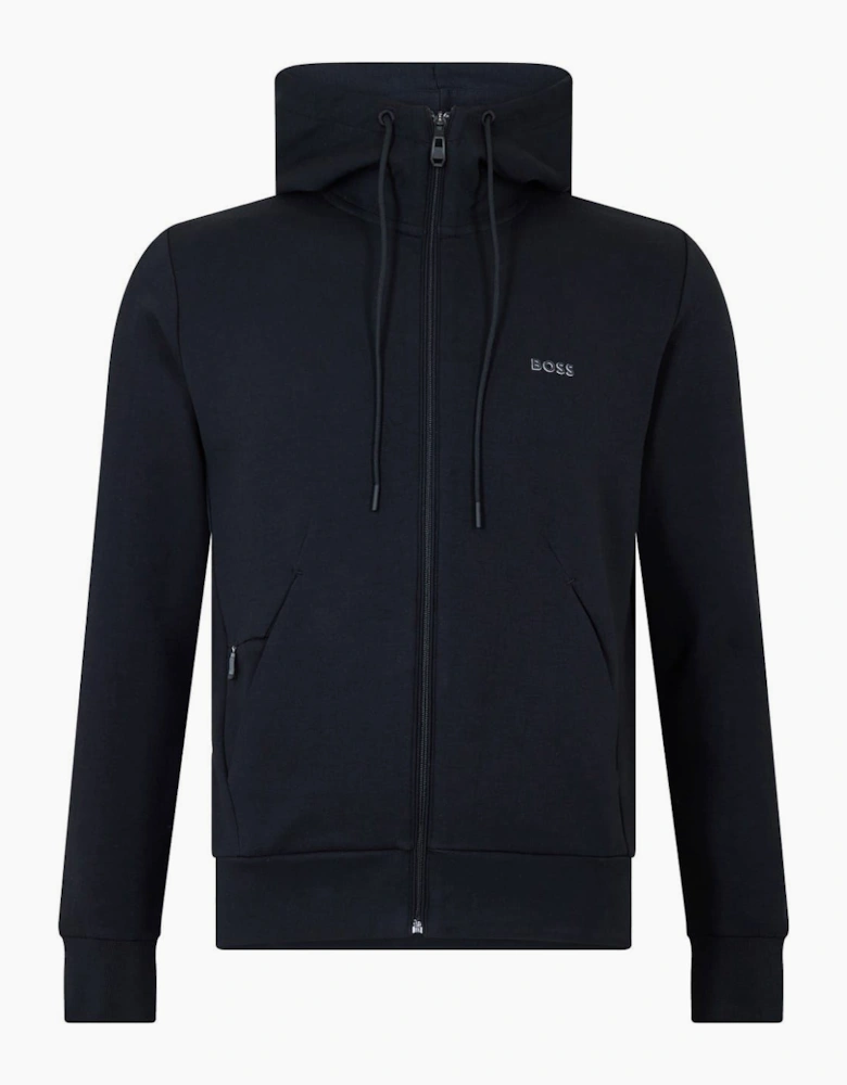 Saggy Solid Patterned Hooded Drawstring Ribbed Cuff Sweat Jacket