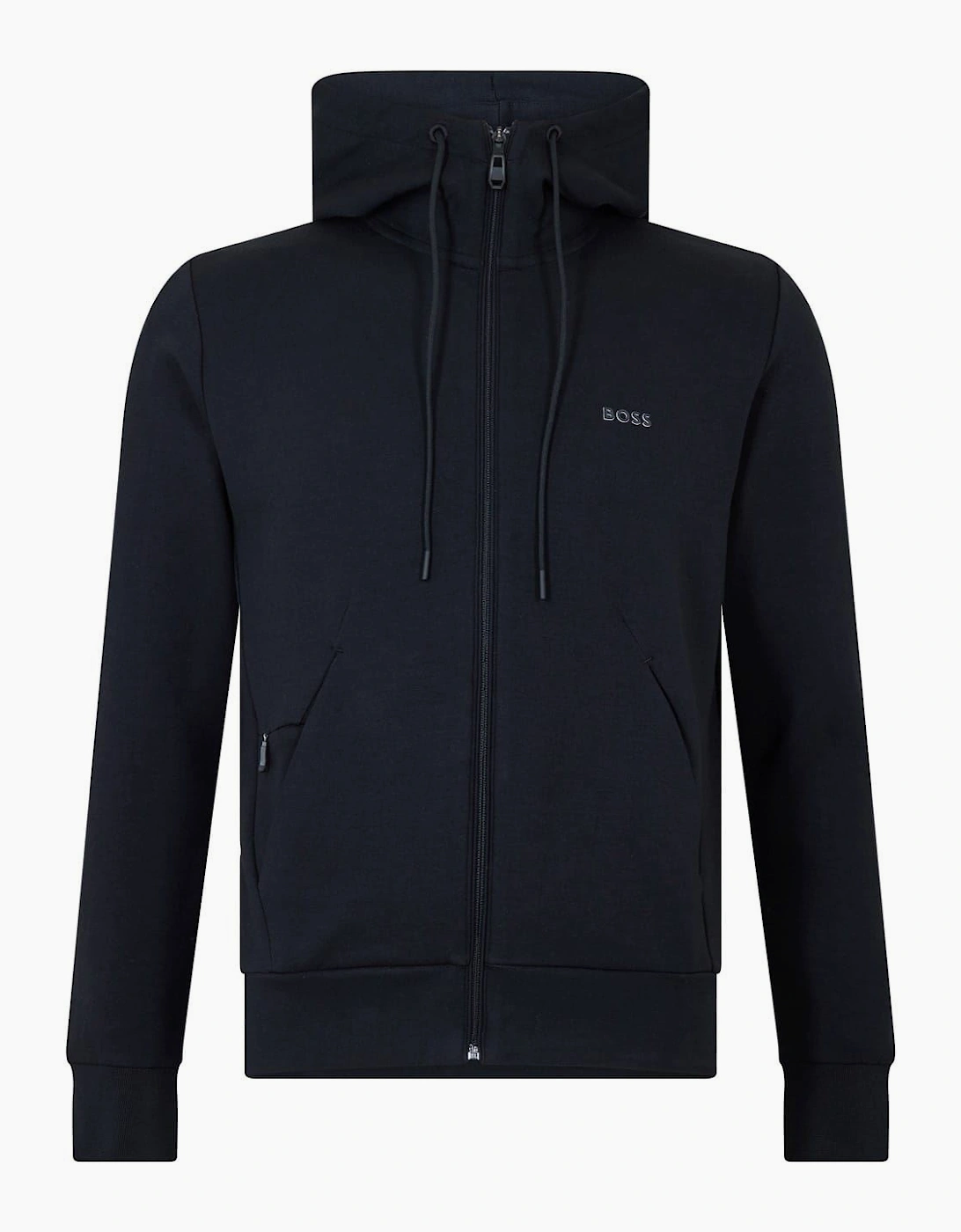 Saggy Solid Patterned Hooded Drawstring Ribbed Cuff Sweat Jacket, 4 of 3