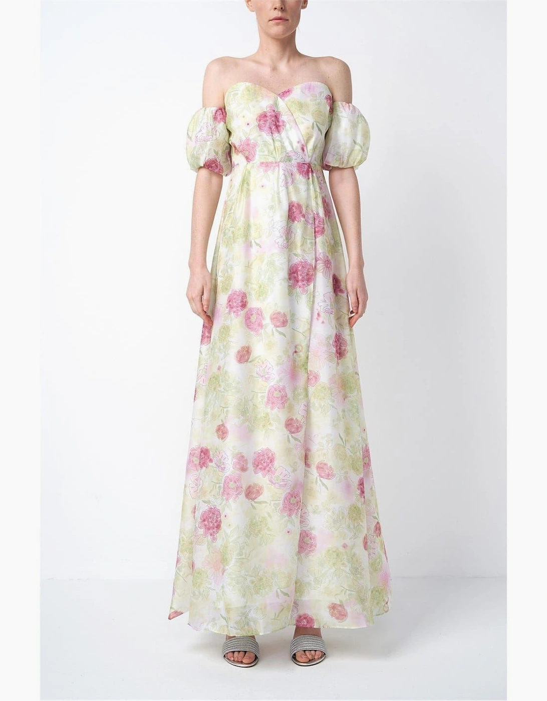 Wrap Off-The-Shoulder Short Sleeve Maxi Dress