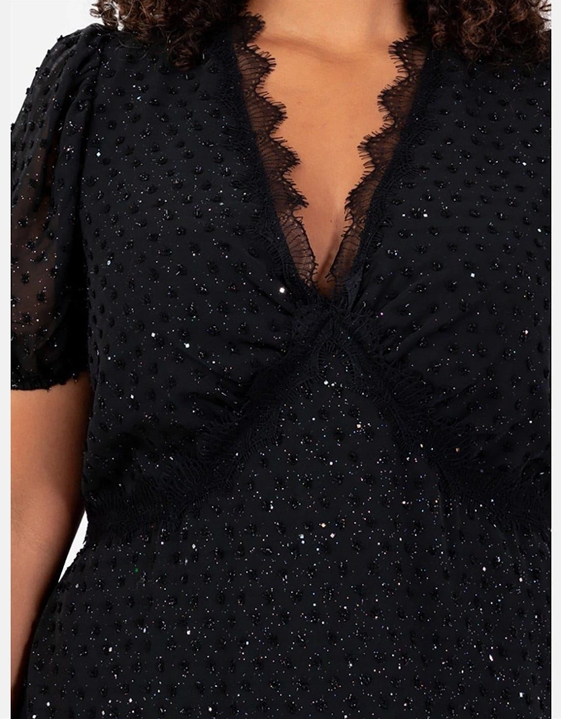 V-Neck Short Sleeve Midi A-Line Dress