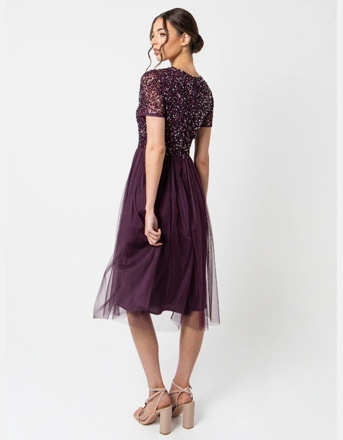 V-Neck Short Sleeve Midi Dress