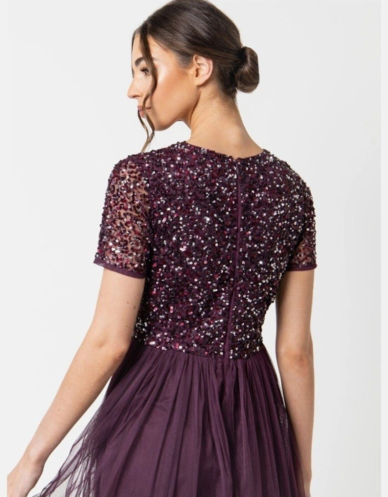 V-Neck Short Sleeve Midi Dress