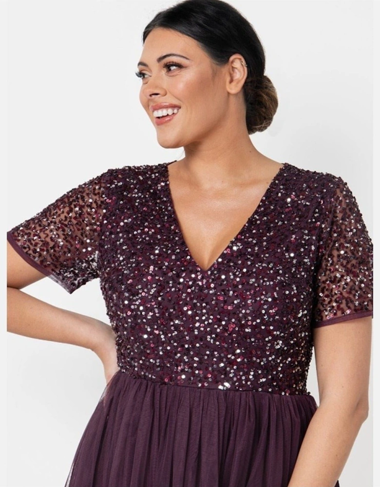 V-Neck Short Sleeve Midi Dress