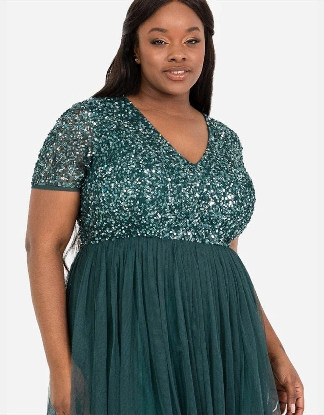 V-Neck Short Sleeve Midi Dress