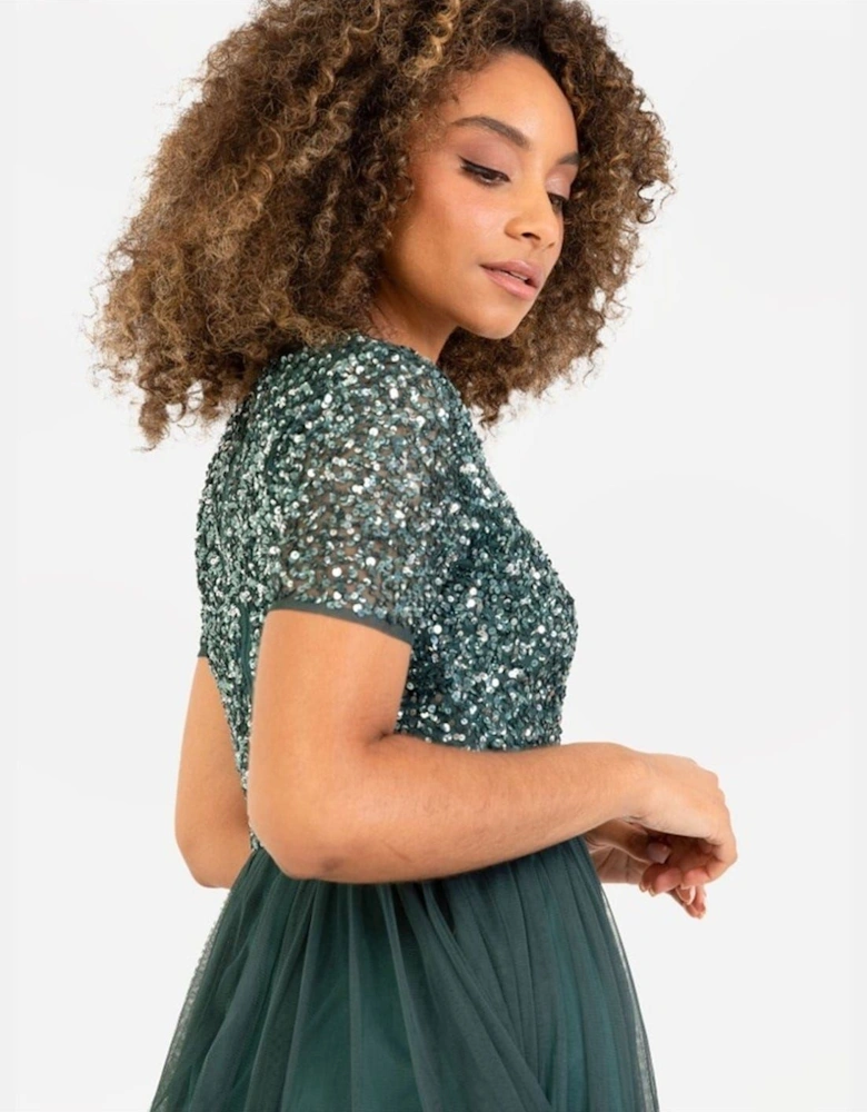 V-Neck Short Sleeve Midi Dress