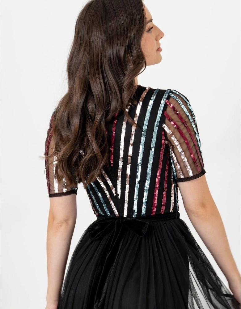 V-Neck Short Sleeve Maxi Gown