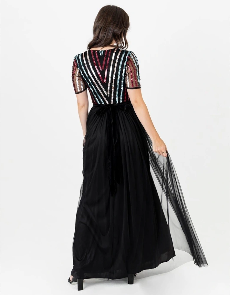 V-Neck Short Sleeve Maxi Gown