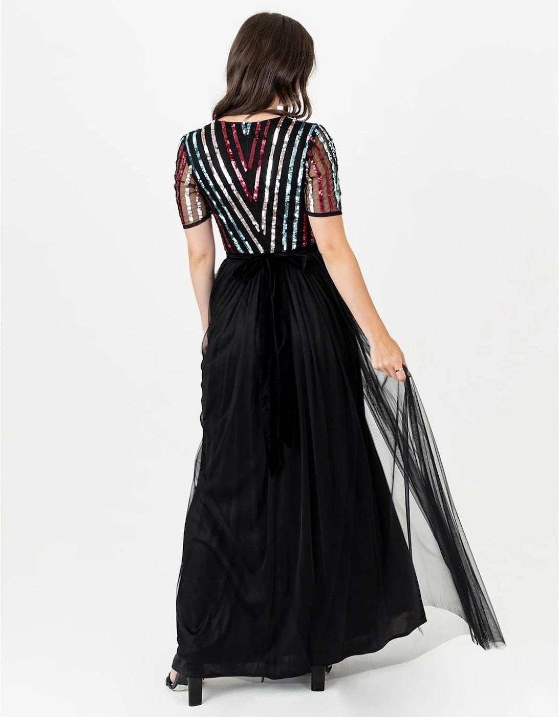 V-Neck Short Sleeve Maxi Gown